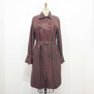 Andrew Marc brown leather trench coat